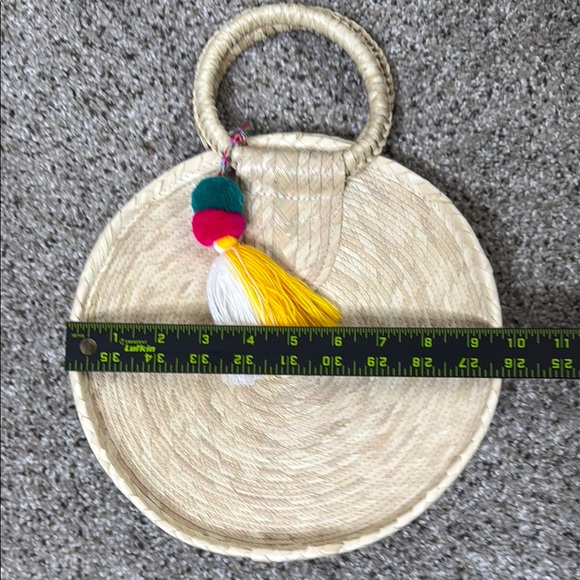 Round Straw Bag with Colorful Tassel - Picture 10 of 11